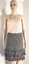 Anthropologie Sparrow Brown Alpaca Wool Fringe Hem Pencil Skirt Womens Small - £31.45 GBP