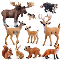 10Pcs Forest Animals Figures, Woodland Creatures Figurines, Miniature Toys Cake  - £30.59 GBP