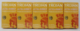 Trojan Ultra Ribbed Lubricated Latex Condoms 12 Each exp 5/25-3/27 New 5... - £22.01 GBP