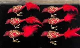 Blown Glass Red Bird Clip-On Ornaments w/ Feather Tails - Lot of 6 - £22.38 GBP