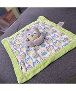 Carters Owl Baby Security Blanket Lovey Plush Stuffed Velour Green Gray ... - $17.54 CAD