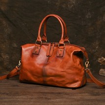 Genuine leather travel bag for men soft cowhide unisex travel duffel large shoulder bag thumb200