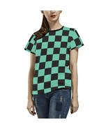 Woman&#39;s Tanjiro Demon Anime Checkered All Over Print T-shirt (USA Size) - $36.67 CAD