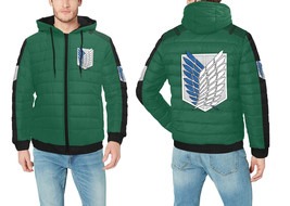 Attack On Titan Green Mens Hooded Puffer Jacket - $89.99