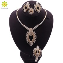 L gold color necklace earrings bracelet ring set for women fashion crystal jewelry sets thumb200
