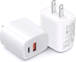 [2-Pack] 20W USB C Fast Charger(Etl Listed), Dual Port PD Power Delivery + 3.0 W - £11.79 GBP