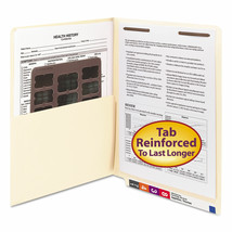 Smead Reinforced End Tab Pocket Folder Fastener Straight Cut Letter Manila - $91.99
