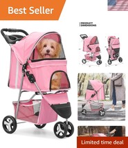 Convenient 3-Wheel Pet Stroller with Cup Holders &amp; Collapsible Storage B... - €78,95 EUR