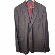 Joseph Abboud Mens Blazer Sport Coat Jacket Wool 2 Button Brown Check 44L - $65.57