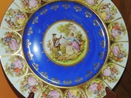 Vintage Fragonard 11&quot; Platter Plate Courting Couple Colbalt Gold Edged G... - $53.99