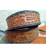 Shwaan Leather Dog Collar Durable adjustable natural color pet safe  Large breed - $48.00