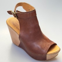 KORK -EASE Women’s Shoes Tan Leather Peep-toe Wedges Ankle Strap Size 5M - $35.99