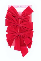 Set 3 Holiday Time Christmas Red Velvet Bows Indoor Outdoor Wreath Fence Mailbox - £8.79 GBP