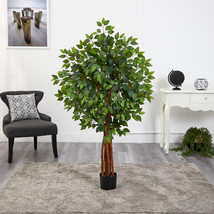 4.5 Super Deluxe Ficus Artificial Tree with Natural Trunk - £143.83 GBP
