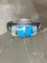 Turquoise ringside 7.75 mop southwest  band sterling silver women men - £53.81 GBP