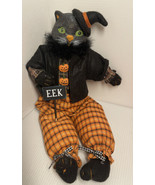 Unique Halloween black cat shelf sitter quirky style eek sign needs repa... - £18.45 GBP