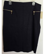 NWT Womens 14 Michael Kors Dark Navy Blue with Brass Zippers 23&quot; Skirt  - $39.34 CAD