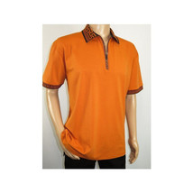 Men Sports Shirt DE-NIKO Short Sleeves Cotton Zipper Polo Shirt DBK104 Rust image 9
