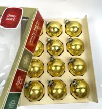 Vintage Shiny Brite Gold Glass Ball Christmas Ornaments 2&quot; Set Box 12 - £26.37 GBP