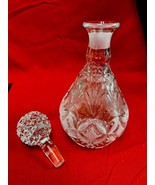 Rare Vintage Clear &amp; Frosted Crystal Glass Decanter Bottle &amp; Stopper 10” T - £19.55 GBP