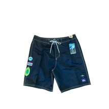 Quiksilver Men Rick Griffin Nylon STR 18.5&quot; Board Shorts Black Size 32 - $460.58 MXN