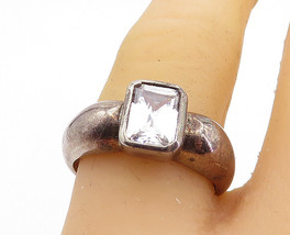 925 Sterling Silver - Vintage Cubic Zirconia Solitaire Ring Sz 7.5 - RG5767 - £27.81 GBP