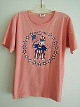 T Shirt Size M July 4th Graphic Teddy Bear Uncle Sam Holds Flag S/S Cora... - £9.19 GBP