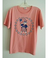T Shirt Size M July 4th Graphic Teddy Bear Uncle Sam Holds Flag S/S Cora... - £9.31 GBP