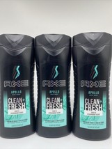 (3) AXE Apollo Body Wash Men Sage &amp; Cedarwood Scent Clean + Fresh Shower... - £12.68 GBP