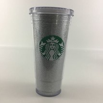 Starbucks Coffee Collectible Cup Tumbler Silver Glitter w Lid 20 Ounce Insulated - £13.90 GBP