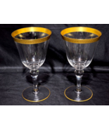 GLASTONBURY-LOTUS 6.75&quot; Crystal Water Wine Glass BRACELET Pattern - Pair... - €30,79 EUR