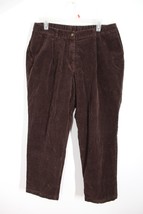 LL Bean 12 Curvy Fit Brown Cotton Stretch Pleat Waist Corduroy Pants - £20.02 GBP