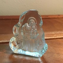 Estate Reverse Carved Clear Glass Religious Jesus and Child Paper Weight... - $10.39