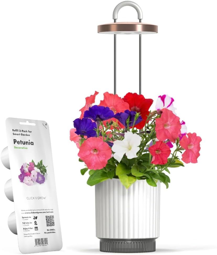 Mini Smart Planter Kit With Petunia Plant Pods By Click&amp;Grow, Hydrovase,... - $90.96