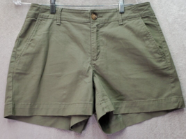 LOFT Chino Shorts Women Sz 6 Green Curvy Twill Washed Cotton Mid Rise Flat Front - £16.68 GBP