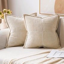 A Pair Of Incredibly Soft, Bohemian-Striped Corduroy Pillow Covers With - £15.98 GBP