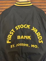 First Stock Yards Bank St Joseph MO Mens Bomber Jacket Vintage 80s - £98.75 GBP