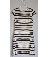 J Crew Women&#39;s Black / Light Beige Double Stripe Cap Sleeve Dress Sz 8 - $510.12 MXN