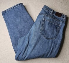LL BEAN Classic Fit Fleece Lined Tapered Fit Denim Jeans 42x 29 Tag 1623... - $13.85