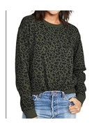 Z Supply Green Sweatshirt with Velvet Leopard Small - $29.59
