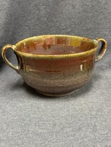 Art Pottery 7” Diam. Salt Glaze Round Bowl Vase Pot Planter  4” Tall Signed - £15.46 GBP
