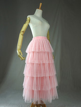 PINK TIERED Layered Tulle Maxi Skirt Plus Size Princess Tulle Skirt image 7