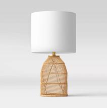 Rattan Diagonal Weave Table Lamp Tan - £53.94 GBP