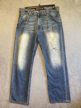 Nautica Jeans Mens 36x32 Blue Cotton Straight Leg Regular Pockets Denim Worn - £11.67 GBP