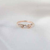 1.50Ct Simulated  Morganite &amp; Diamond Half Eternity Ring925 Silver Gold Plated - £92.43 GBP