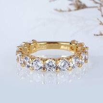 2 Ct Round Cut Diamond Women&#39;s Engagement Band Ring 14K Yellow Gold Finish - £78.79 GBP