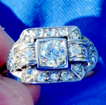 Earth mined Diamond European Antique Engagement Ring 1 carat Deco Solitaire 14k - $68,242.00 MXN