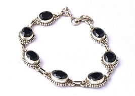 925 Plata Maciza Natural Piedra Preciosa Zafiro Hecho Enlace Pulsera Informal BS - £73.32 GBP