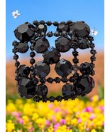 Vintage Black &amp; Onyx Tone Beads 1 1/2&quot; X 1 1/2&quot; Brooch 4 Size Stones Gli... - $266.26 MXN