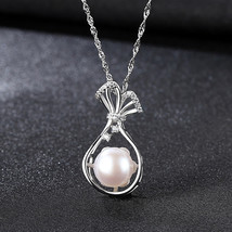 Freshwater Pearl Necklace S925 Sterling Silver Water Wave Chain Fashion Ladies P - £20.66 GBP